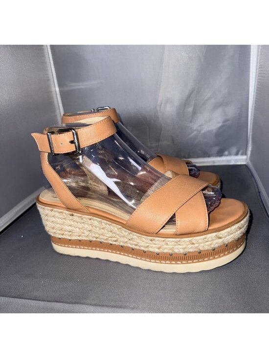 Vince Camuto Shoes - Vince Camuto Martinda Tan Leather Platform Espadrille Sandals Size 7.5